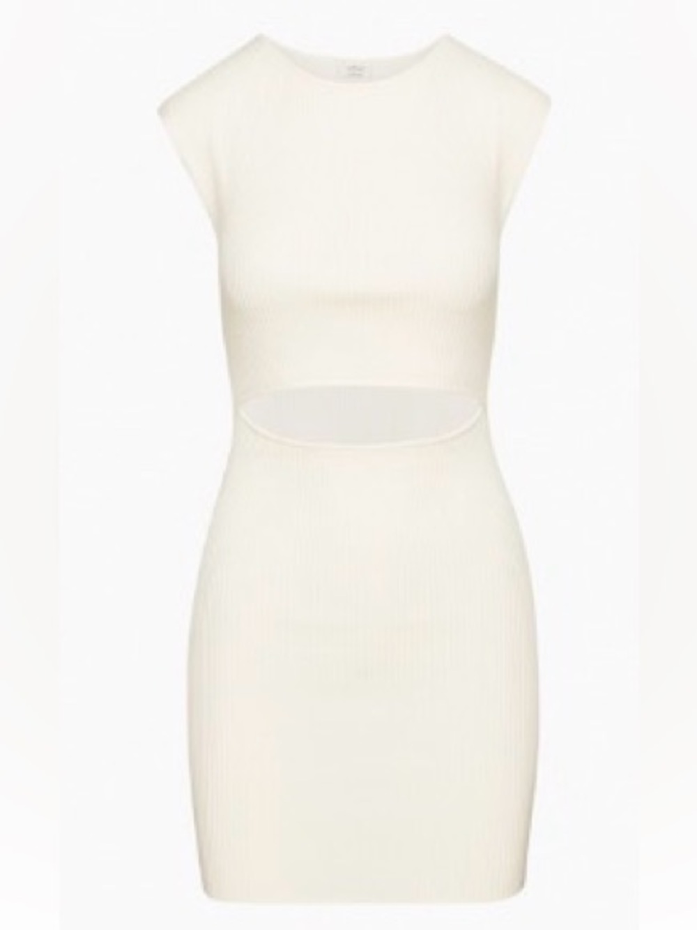 Aritzia Wilfred Ribbed Cutout Sweater Dress Ivory Cream Mini Dress Size S